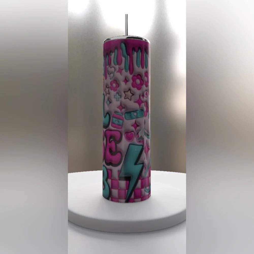 Cool Nurse Club 3D effect Vibrant pink&blue 20 oz. stainless steel tumbler NWT